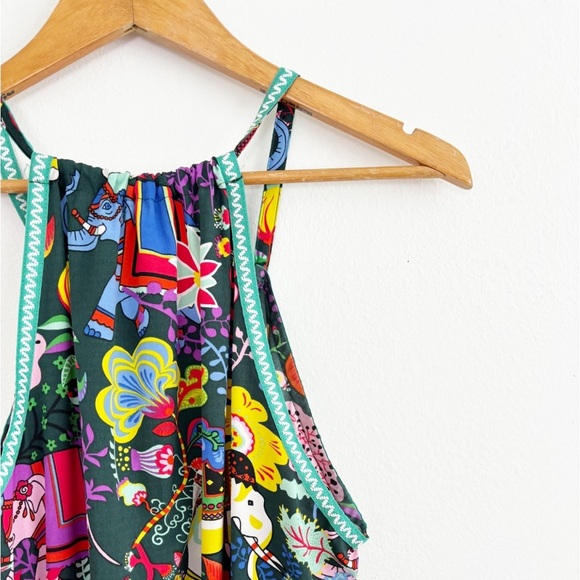 American & Beyond Boho Novelty Print Elephant Floral Coastal Maxi Dress Size M - Picture 11 of 14